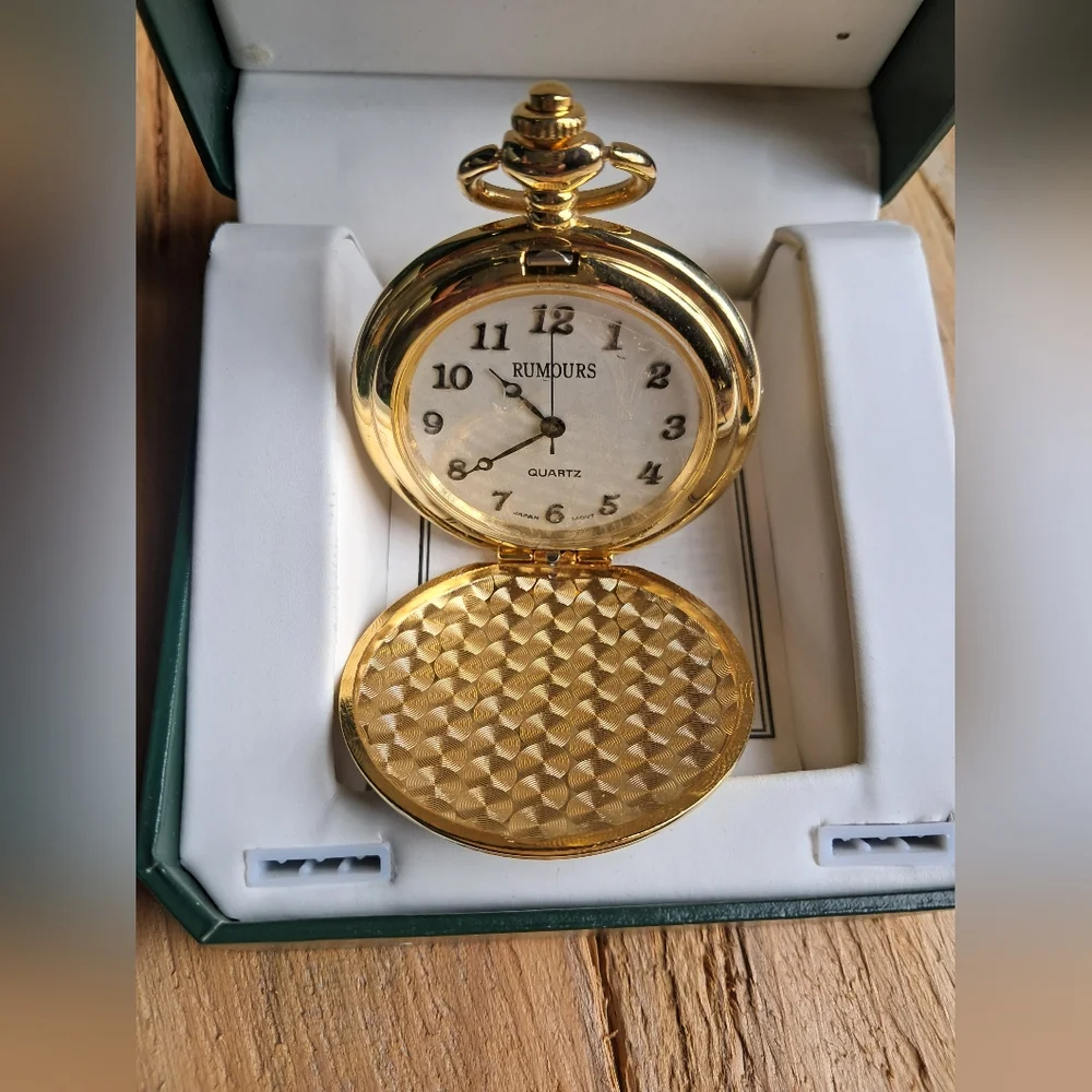 Rumours Gold Pocket Watch NIB Vintage